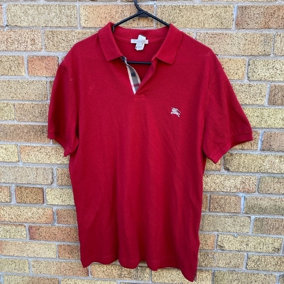 Vintage Burberry Polo Shirt XL Red - Picture 3 of 7